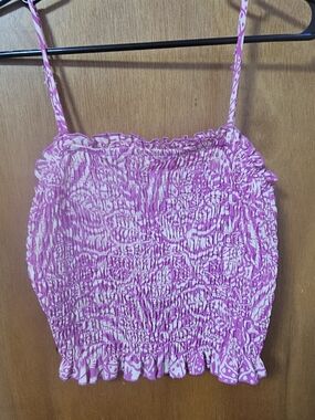Sienna Sky Pink & White Smocked Crop Top